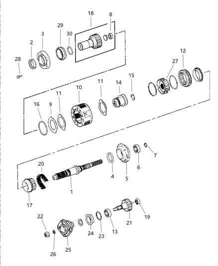 2000 Dodge Dakota Gear Train of Transfer Case Model Diagram 1 - Thumbnail