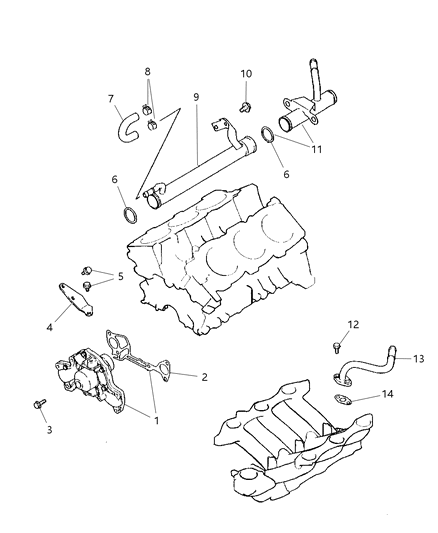 2000 Chrysler Town & Country Water Pump Diagram for MD973940