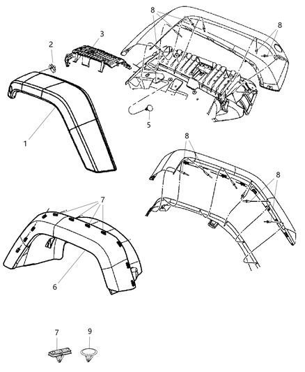 2018 Jeep Wrangler Fender Liner Nut Diagram for 6510358AA
