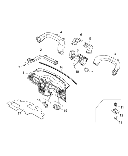 2018 Jeep Renegade Instrument Panel Ducts Diagram 2 - Thumbnail