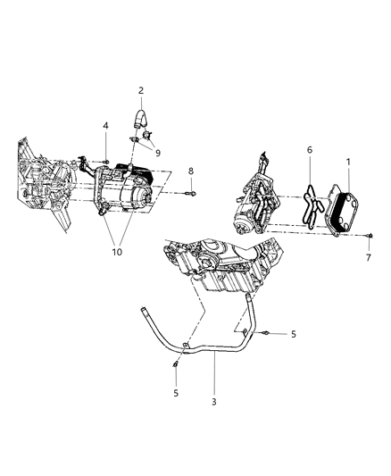 2008 Dodge Grand Caravan Engine Oil Cooler & Hoses / Tubes Diagram 1 - Thumbnail