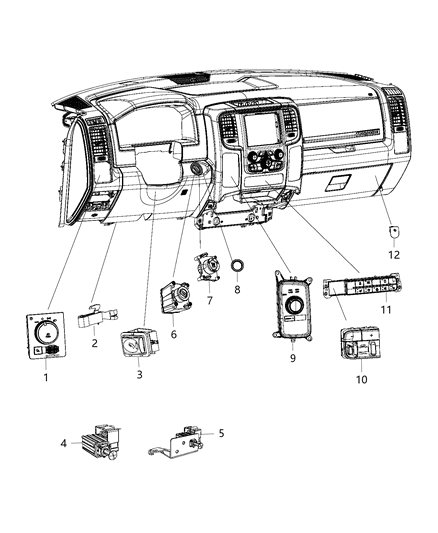 2016 Ram 3500 Cab Chassis(<10K lb.) Switches - Instrument Panel Diagram