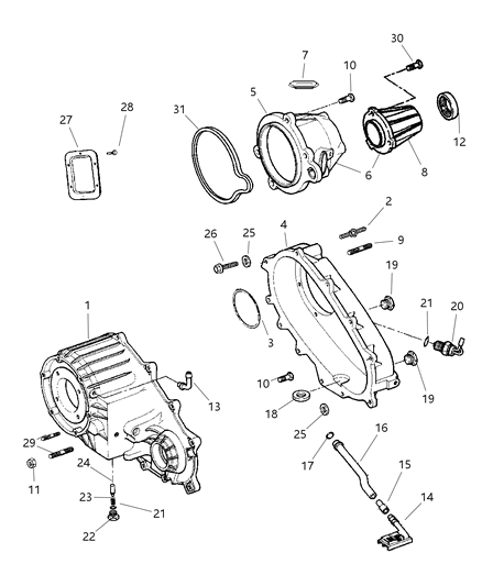 2002 Dodge Ram 3500 Quad & Club Cab Case & Related Parts of Transfer Case Model Diagram