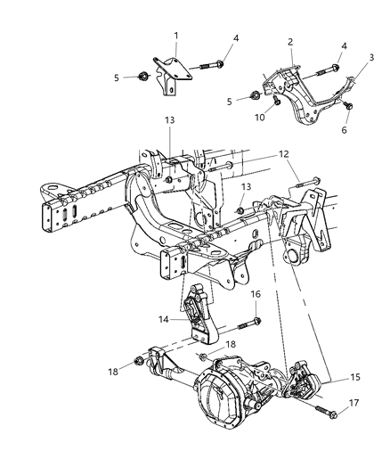 2002 Dodge Ram 1500 Engine Mounting, Front Diagram 1 - Thumbnail
