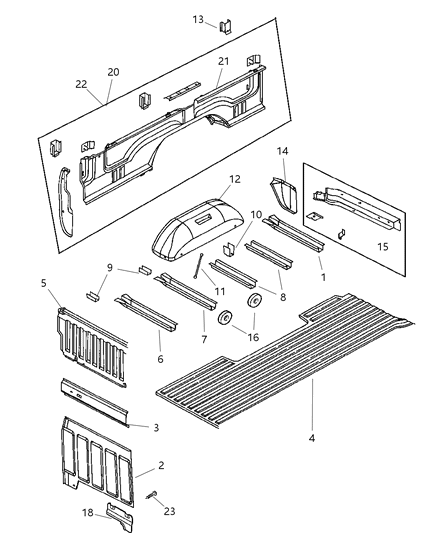 1998 Dodge Ram 3500 Regular Cab Floor Box & Panel Diagram