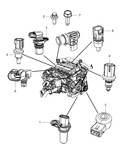 2012 Dodge Journey Sensors - Engine Diagram 2 - Thumbnail
