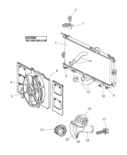2003 Dodge Neon Radiator Diagram for 5019213AA