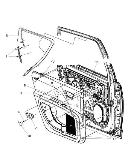 2016 Dodge Journey Handle Bezel Cover, Black, Driver Side Diagram for 1QU45DX9AB