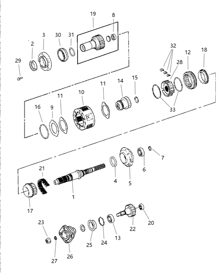 1999 Dodge Ram 2500 Regular Cab Gear Train of Transfer Case Model Diagram 1 - Thumbnail