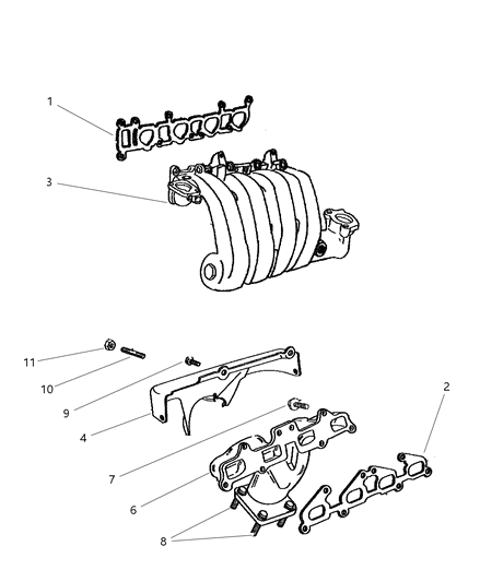 1999 Chrysler Cirrus Manifolds - Intake & Exhaust Diagram 2 - Thumbnail