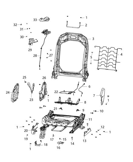 2018 Jeep Wrangler All-new Model Adjusters, Recliners, Shields And Risers - Passenger Seat Diagram 1 - Thumbnail
