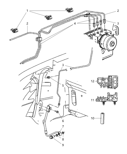2006 Jeep Commander Brake Lines & Hoses, Front Diagram 2 - Thumbnail