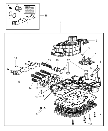 2009 Jeep Commander Valve Body & Related Parts Diagram 1 - Thumbnail