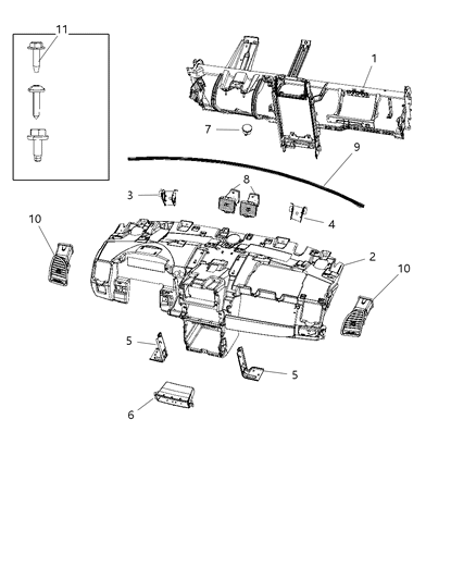 2019 Dodge Grand Caravan Instrument Panel Structure Diagram