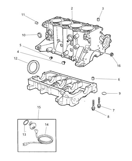 1999 Dodge Neon Overhaul Gasket Set, Lower Diagram for 4798967AB