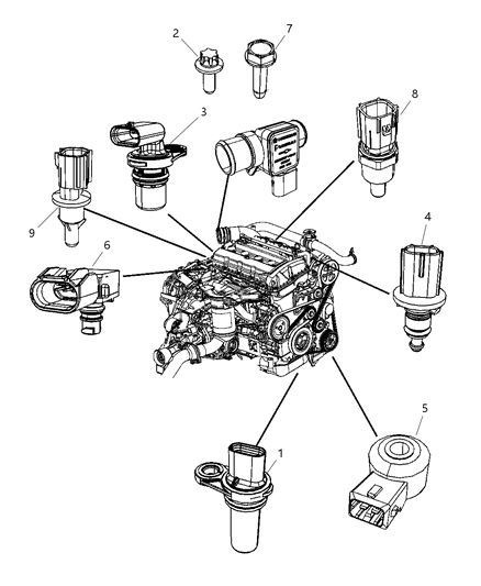 2011 Dodge Journey Sensors - Engine Diagram 2 - Thumbnail