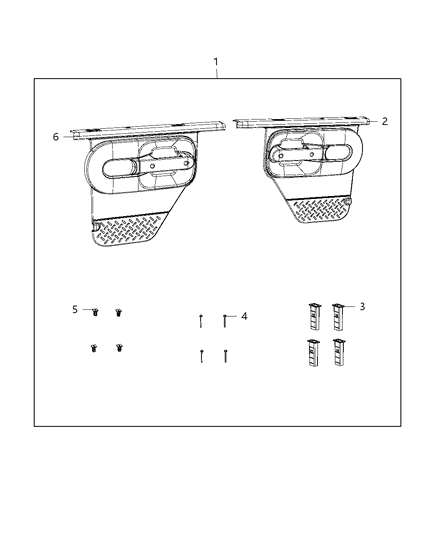 2018 Jeep Wrangler JK (Previous-generation) Door Kit, Rear Trim Diagram