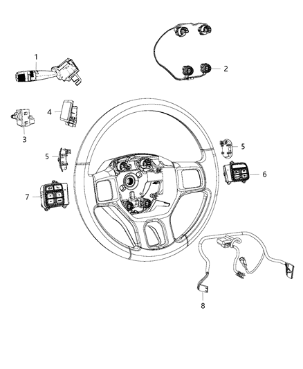 2016 Ram 3500 Pickup Switches - Steering Column & Wheel Diagram