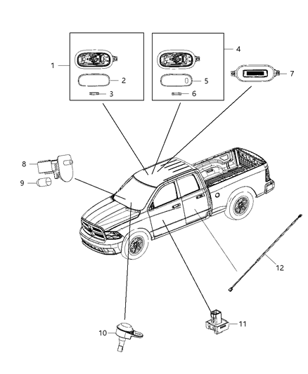 2014 Ram 3500 Cab Chassis Lamps, Interior Diagram