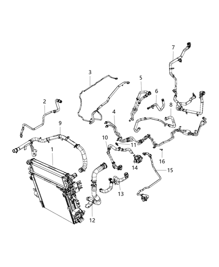 2019 Jeep Wrangler Radiator Hoses And Related Parts Diagram 2 - Thumbnail
