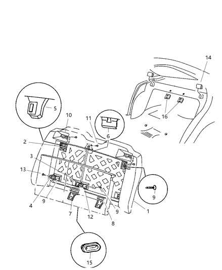 2001 Dodge Neon Retainer Nut Diagram for 6501703