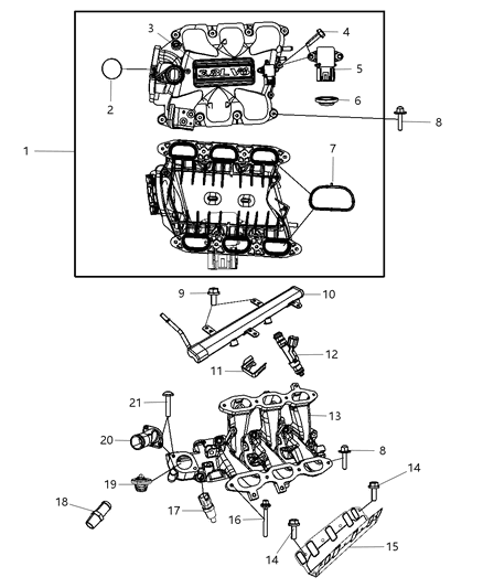 2007 Chrysler Pacifica Thermostat Housing Diagram for 4666054AA