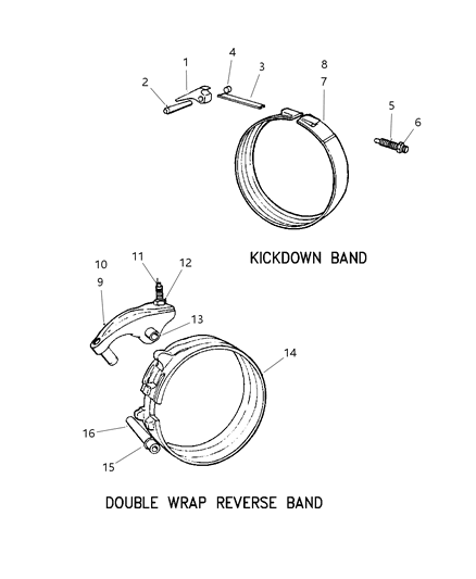1998 Jeep Grand Cherokee Lever Reverse Band Diagram for 4202764AB