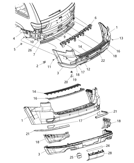 2017 Jeep Grand Cherokee Lower Cover Retainer Nut Diagram for 68090948AA