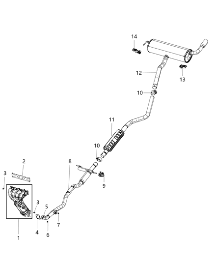 2018 Jeep Cherokee Catalytic Converter, Front Diagram for 68172259AE