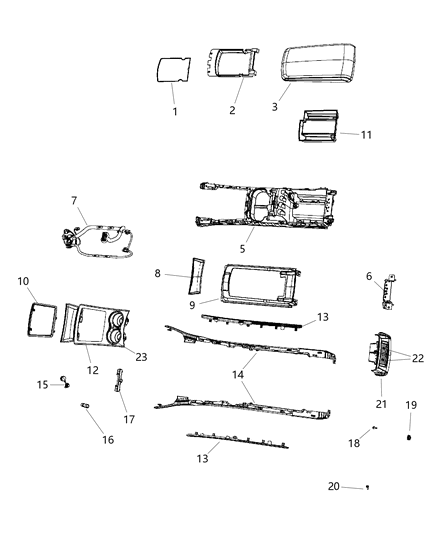 2009 Chrysler 300 Bezel Console Shifter Diagram for 1FA891AAAE