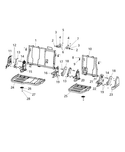 2020 Ram 1500 New Style Second Row - Rear Seat Hardware, Split Seat Diagram 4 - Thumbnail