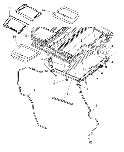 2006 Jeep Commander Rear Glass, Driver Side Diagram for 55369059AC