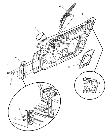 2003 Dodge Viper Hinge Front Door Diagram for 4865462AA