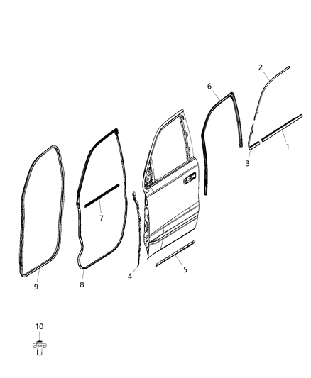 2020 Ram 1500 Belt Weatherstrip, Front Outer Diagram for 68285863AE
