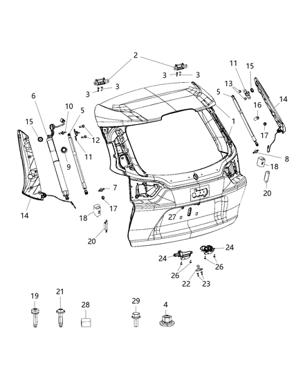2020 Jeep Cherokee Sensor Pinch Power Liftgate Diagram for 68289842AC