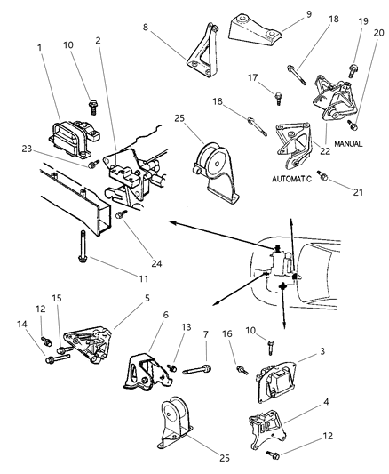 1997 Chrysler Cirrus Engine Mounts Diagram 1 - Thumbnail