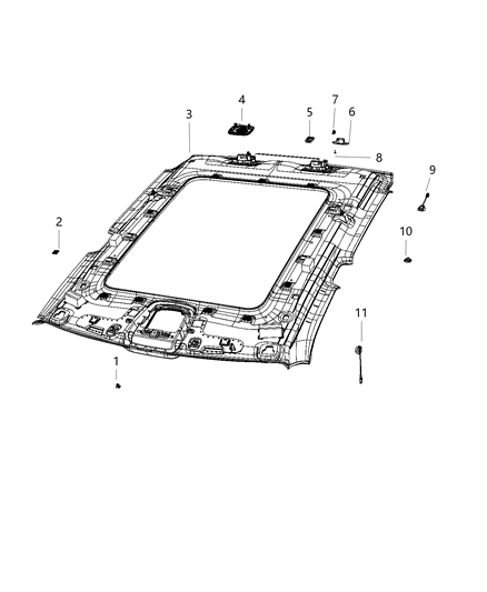 2021 Ram 1500 Headliner Diagram for 6RY91TX7AE