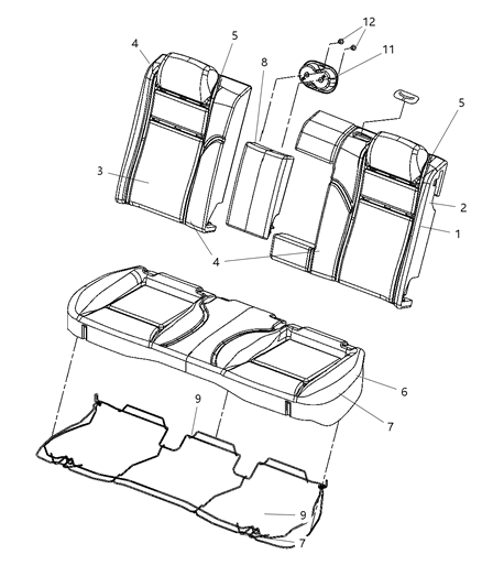 2008 Dodge Challenger Cover Rear Seat Back 40 % Side Diagram for 1ME491DVAA