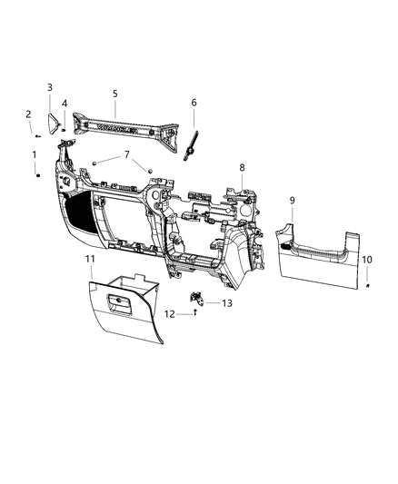 2021 Jeep Wrangler Instrument Panel, Lower Diagram 2 - Thumbnail
