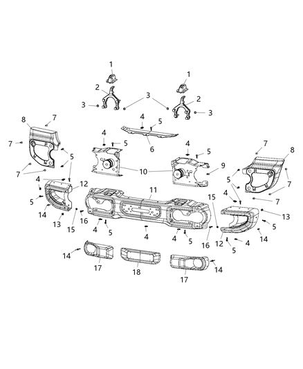 2021 Jeep Wrangler Bumper, Front Diagram 5 - Thumbnail