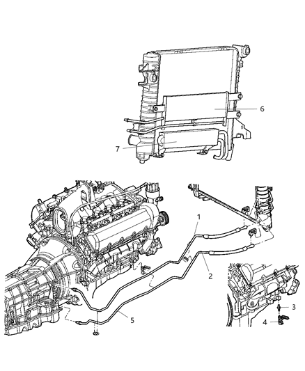 2007 Dodge Ram 3500 Pickup Transmission Oil Cooler & Lines Diagram 1 - Thumbnail