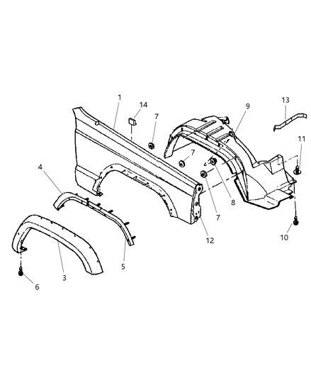 1999 Jeep Cherokee Fender, Front Diagram for 56022320AA