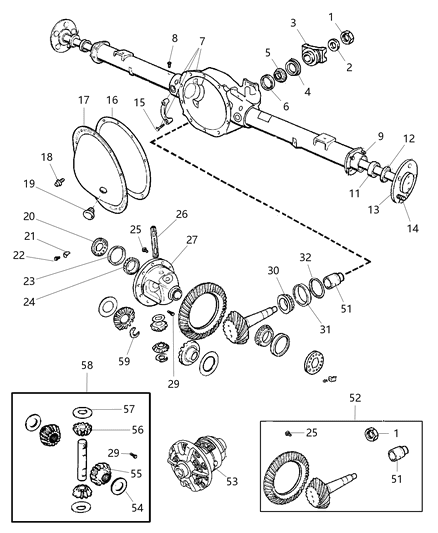 2007 Dodge Dakota Ring & Pinion Diagram for 5140875AC