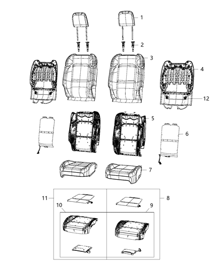 2018 Jeep Wrangler All-new Model Front Seat - Bucket Diagram 2 - Thumbnail