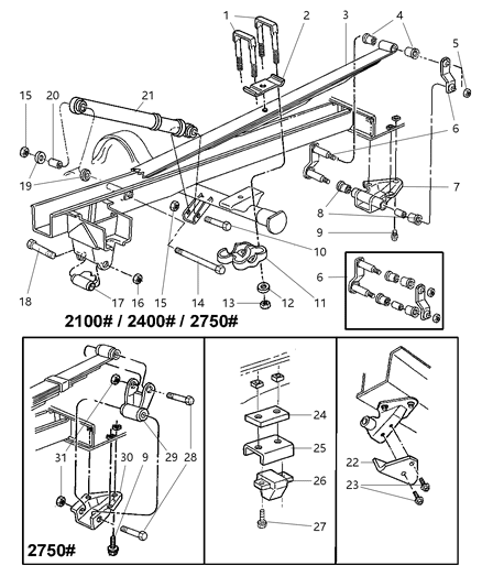 1997 Dodge Ram Van Shock Bolt, Rear Lower Diagram for 181172