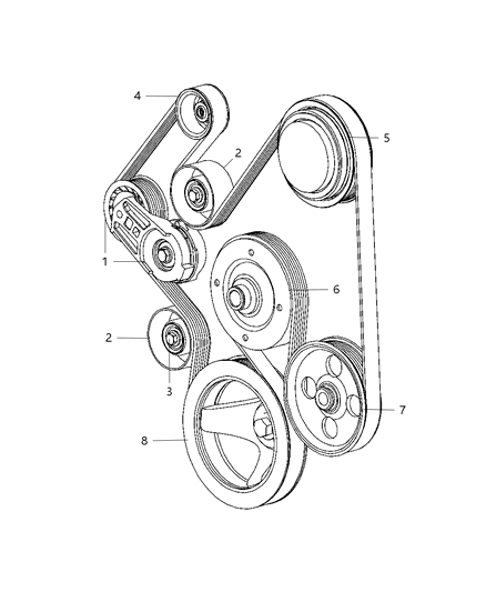 2008 Chrysler Aspen Pulley & Related Parts Diagram 1 - Thumbnail