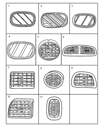 2000 Dodge Intrepid Outlet A/C & Heater Diagram for QU69LAZAA