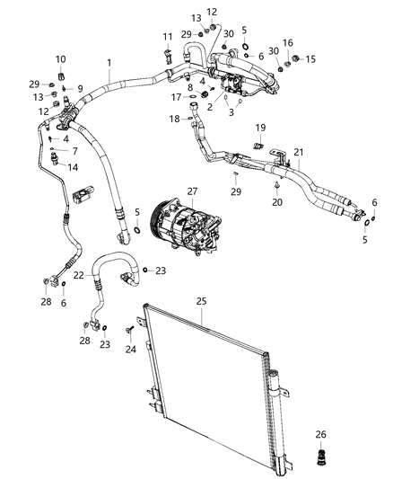2018 Chrysler Pacifica Valve Core A/C Line Diagram for 68322278AA