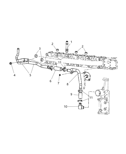 2007 Dodge Ram 3500 Tube Heater Core Diagram for 68005254AA