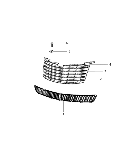 2009 Chrysler PT Cruiser Grille Radiator Diagram for ZG98GPLAD